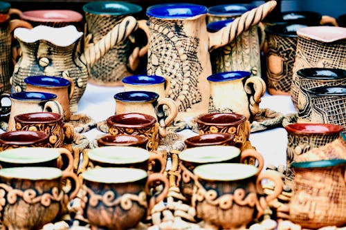 Free Homemade Ceramic Cups  Stock Photo