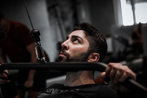 Portrait of a Man Exercising at the Gym