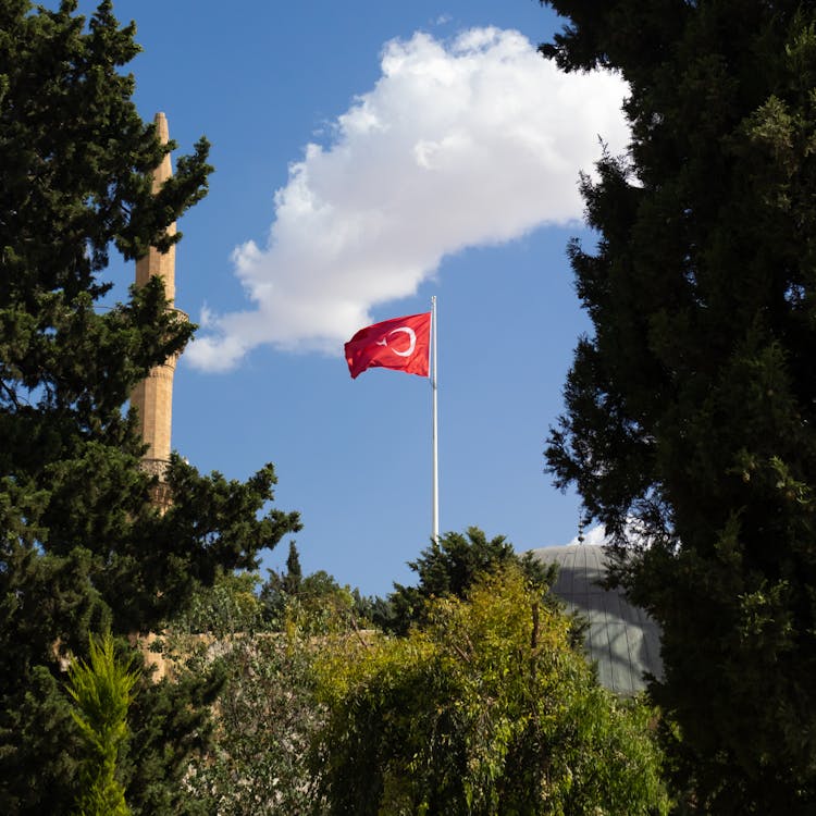 Turkish Flag On The Flagpost 