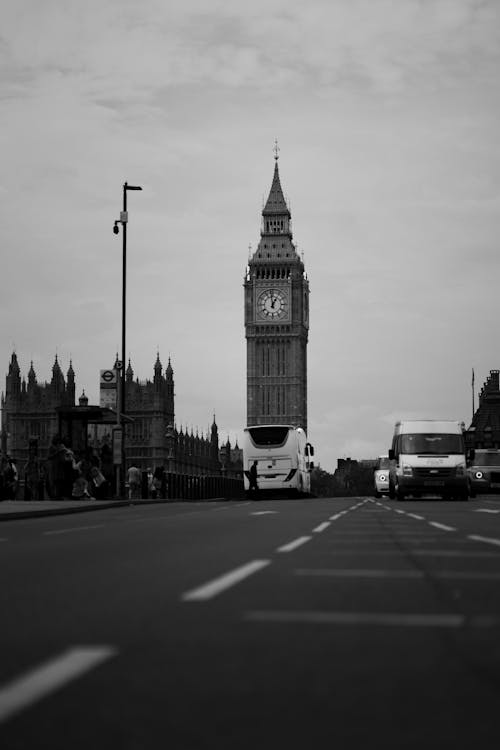 Black and White Photo of Big Ben and Bridge 