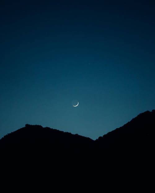 Crescent Moon over Mountains 