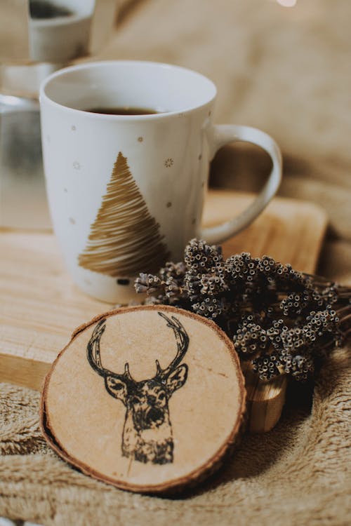 Free Black Deer Pyrography Art on Wood Stock Photo