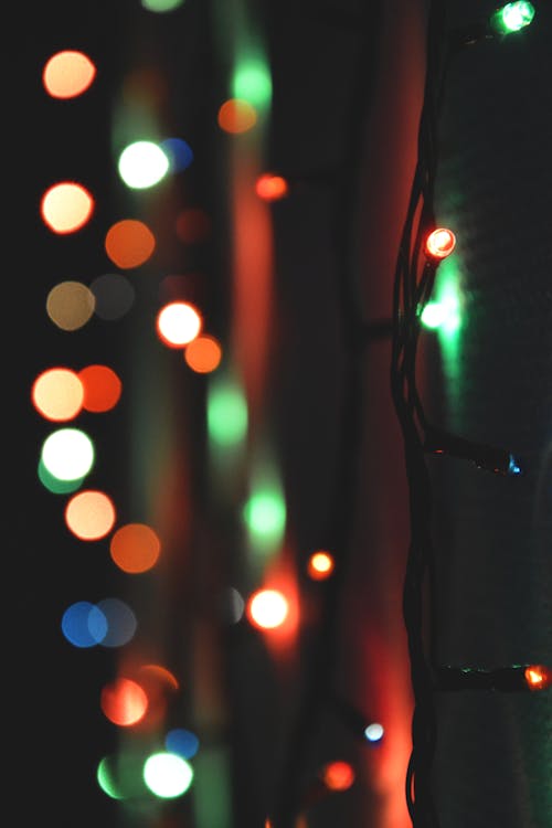 聖誕燈的特寫照片