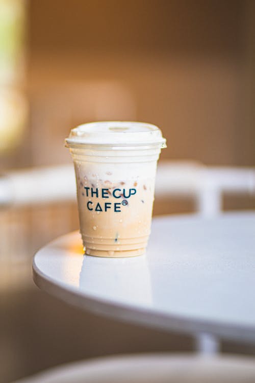 Close-up of an Iced Coffee in a Plastic Cup 