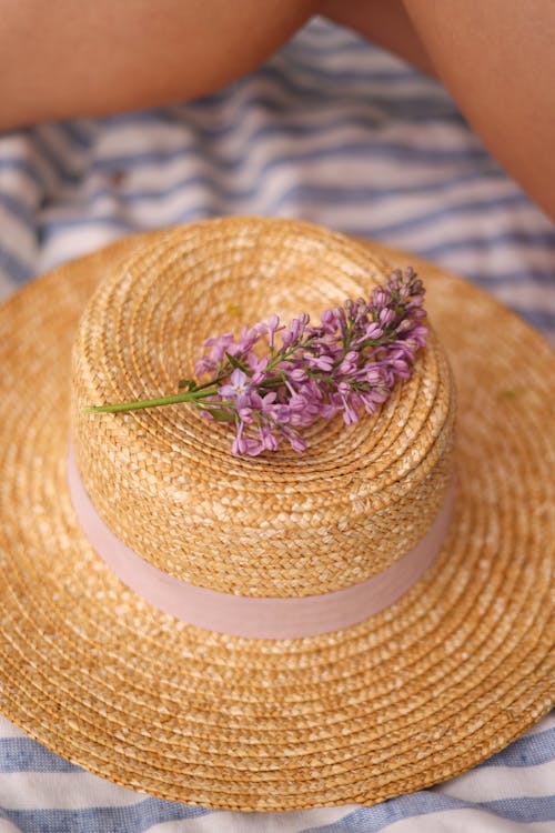 Lilac on Straw Hat