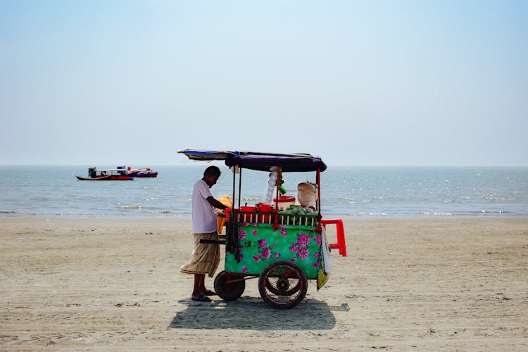 A Food Stall On A Beach