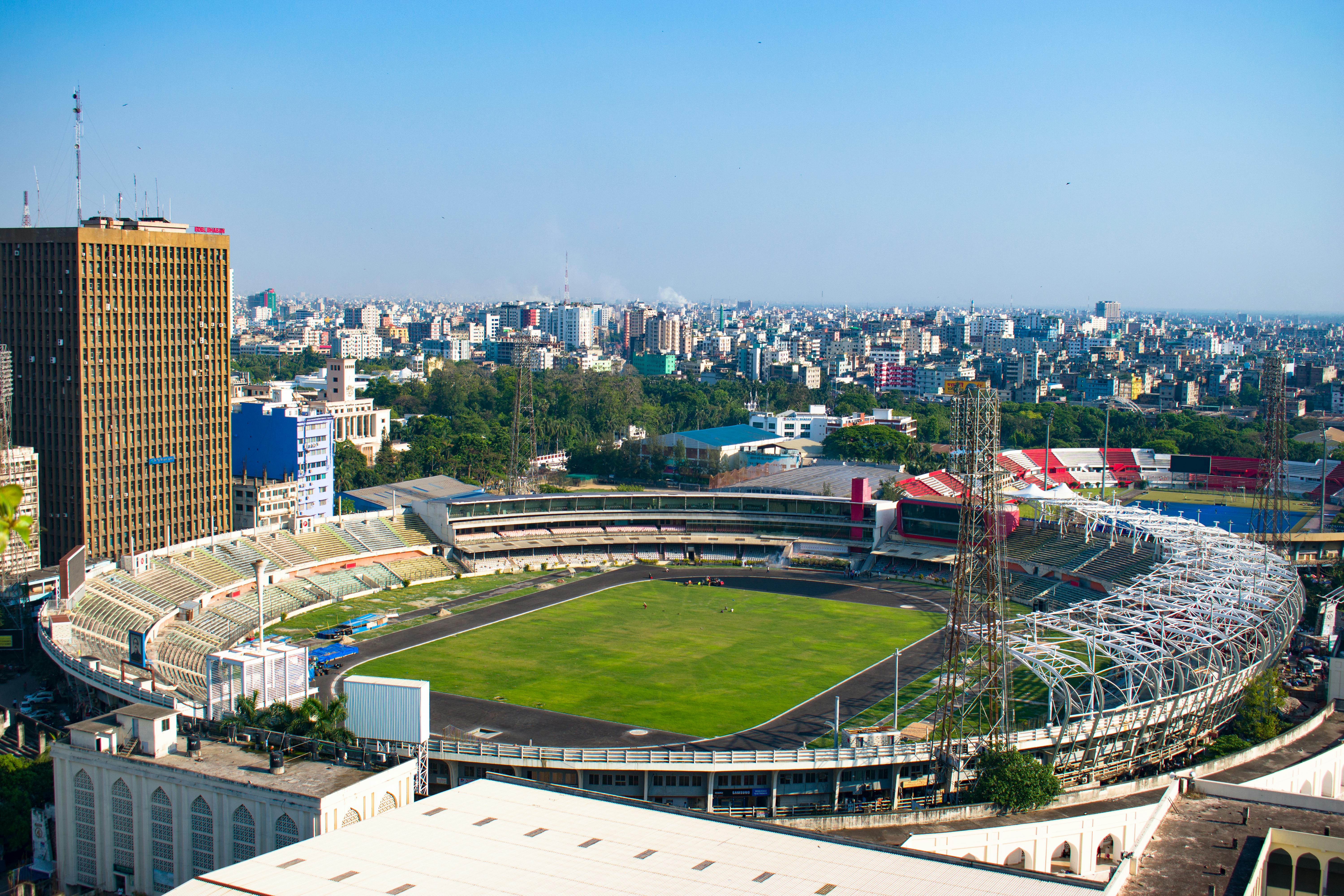 aerial view of Ho city skyline with Christ Embassy Loveworld Arena in the foreground