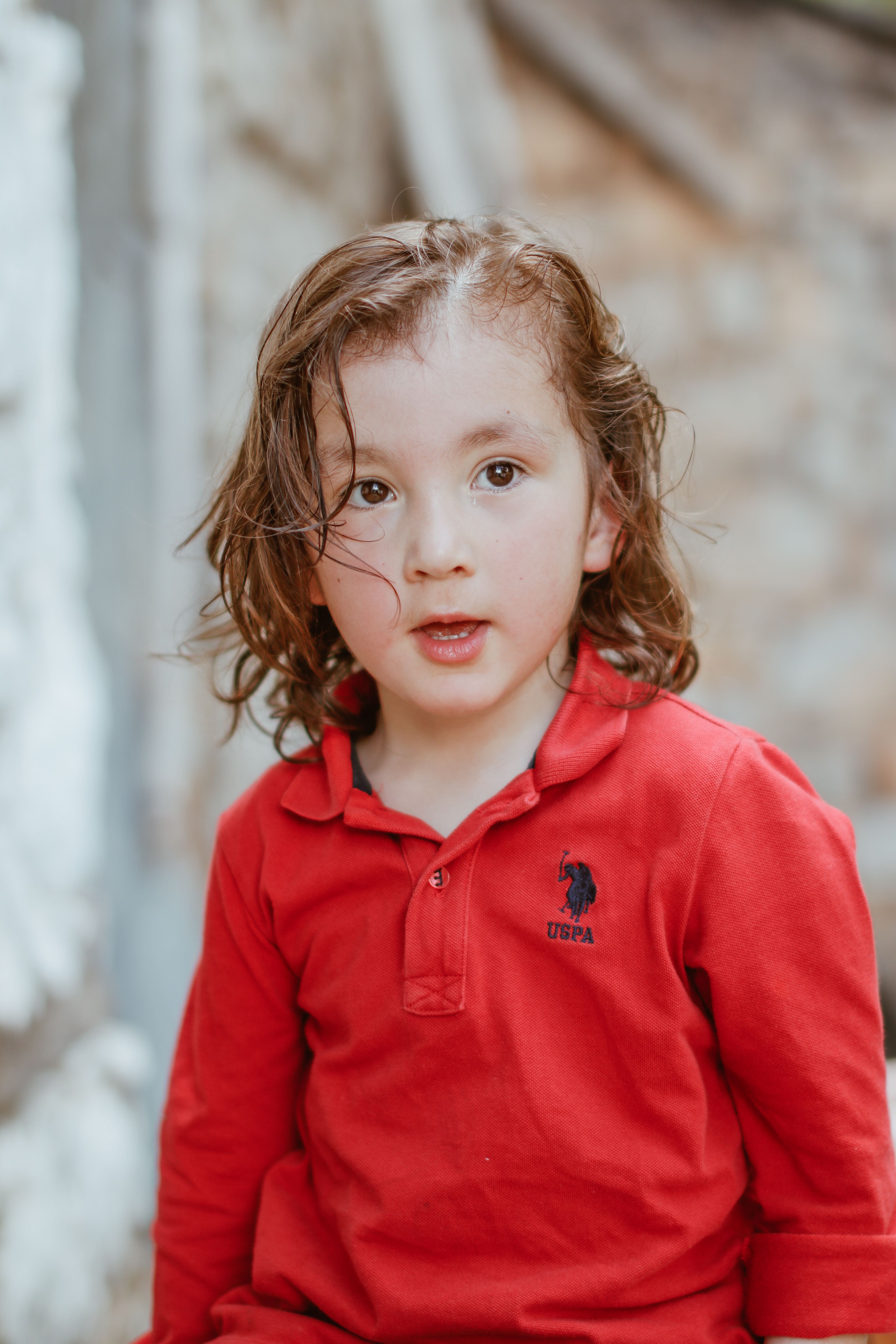 Portrait of a Little Boy in a Red Shirt · Free Stock Photo