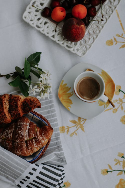 Croissants, Fruit and Coffee