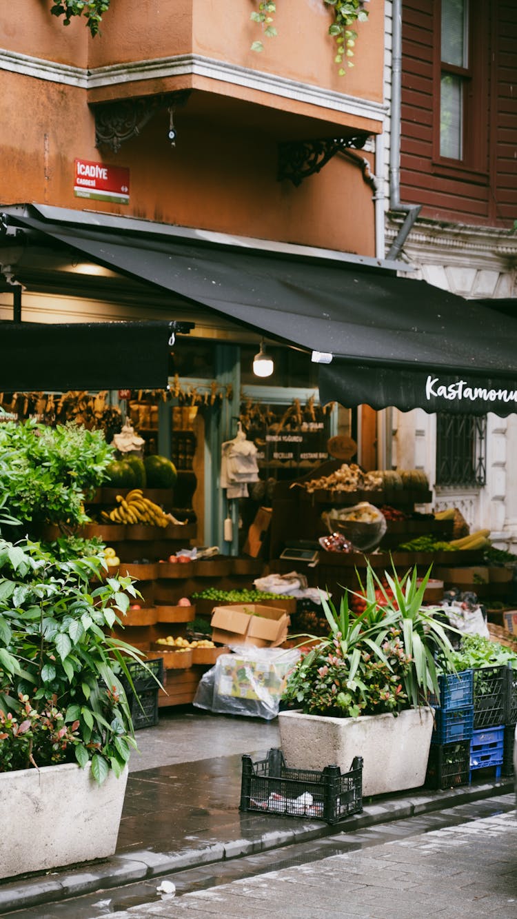 Grocery Stall On Sidewalk