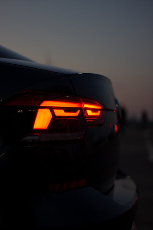 Close-up of Taillights in a Modern Car in the Evening 