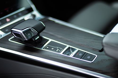 Free Close-up view of a sleek automatic gearbox in a luxurious car interior. Stock Photo