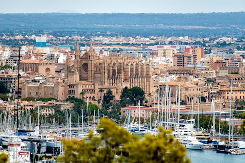 Free View of Palma City and a Harbor  Stock Photo