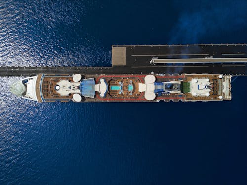 Top View of a Luxurious Cruise Ship 