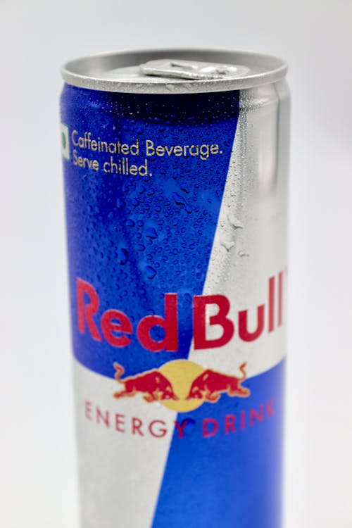Red Bull Can against White Background