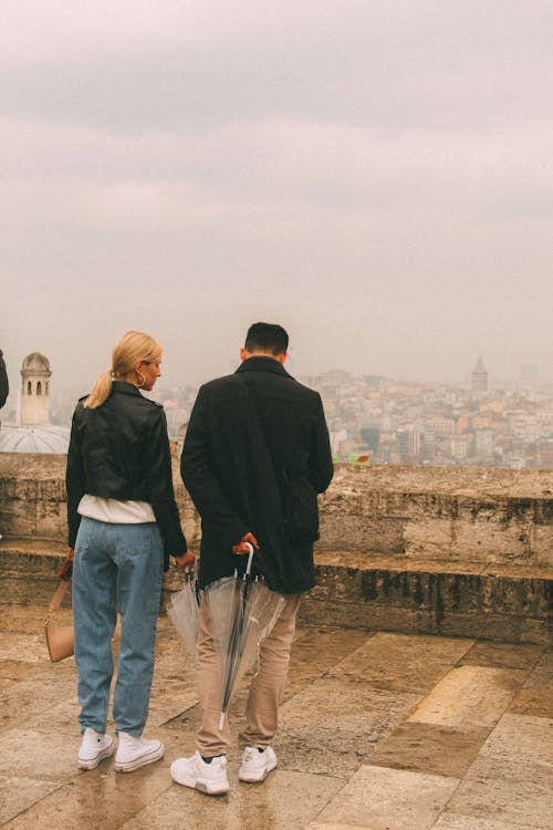 Couple Standing on Viewpoint in Istanbul