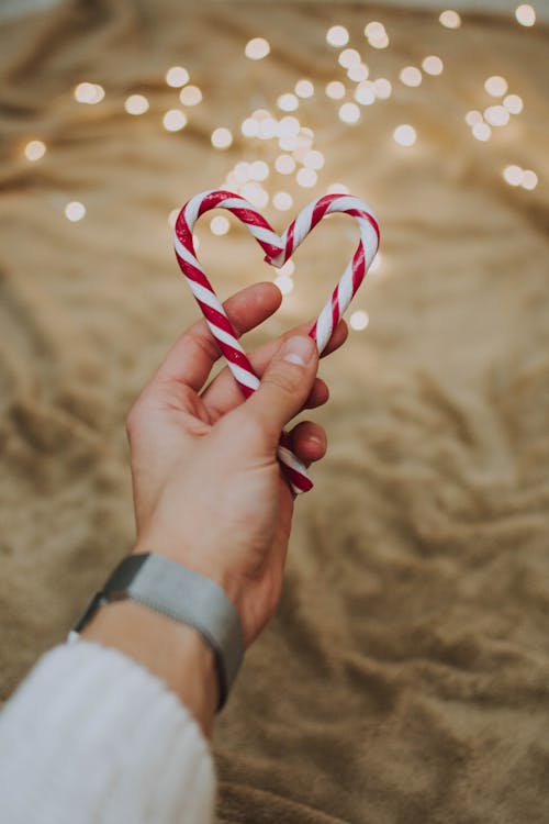 Free Red and White Heart Shaped Candy Stock Photo