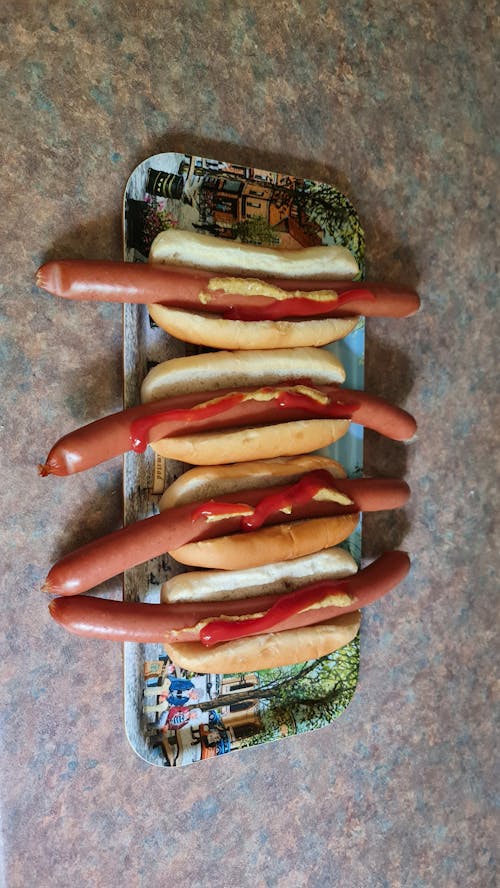 Free stock photo of bread, hotdog, ketchup