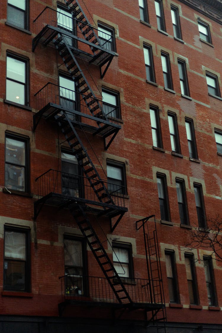 Fire Escape Of A Brick Building