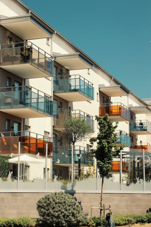 Exterior of a Modern Apartment Building with Balconies 