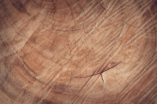 这张乡村棕色木材纹理的详细特写，展现了自然的纹理与裂缝