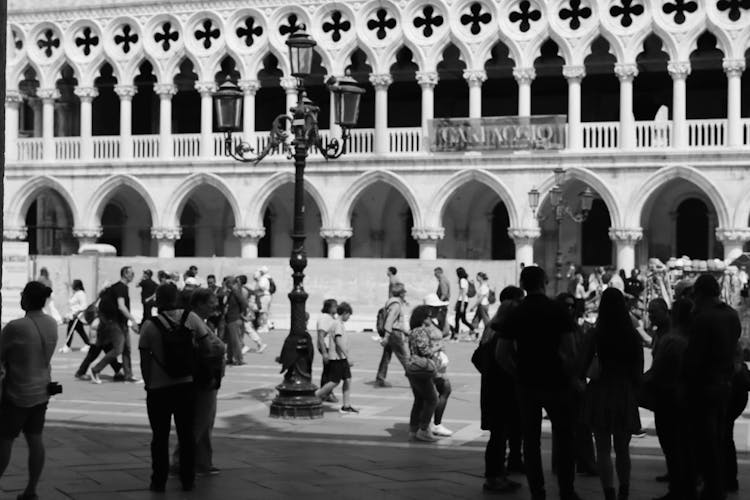 People On Piazza San Marco In Venice, Italy