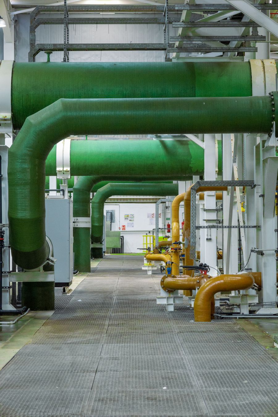 Industrial pipe network inside a processing facility