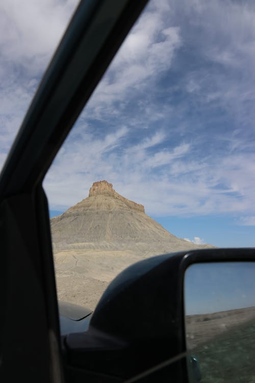 Steep Mountain Seen from Car