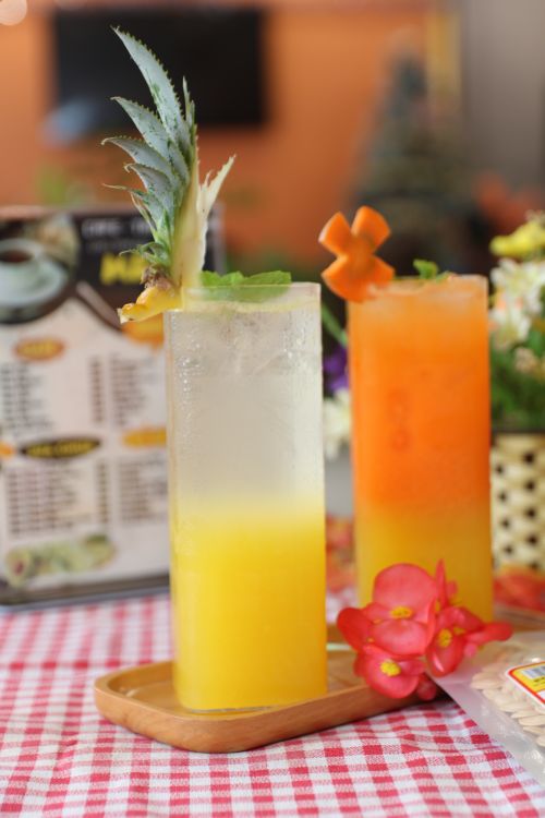 Free carrot and guava mix coconut  juice  Stock Photo