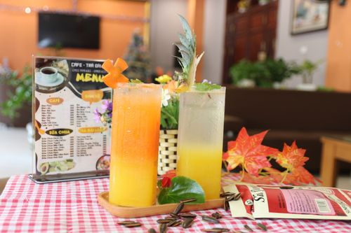 Free carrot and guava juice Stock Photo