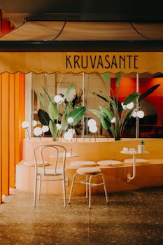 Outdoor café setting with tables and chairs in Ankara, Türkiye, vibrant ambiance.