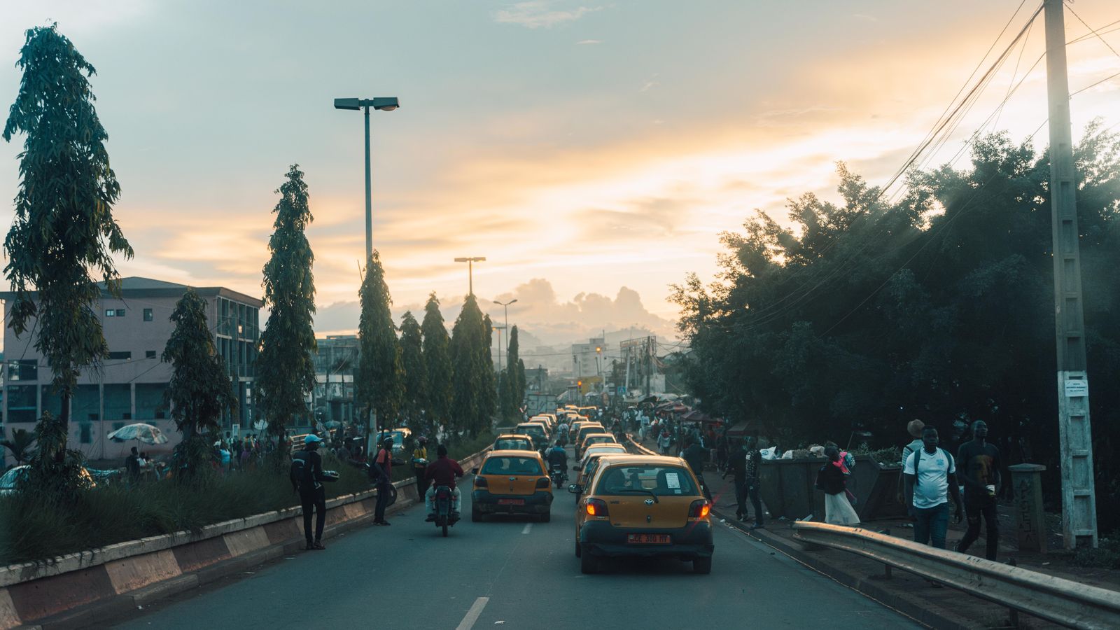 Traffic jam on a street, Côte d'Ivoire