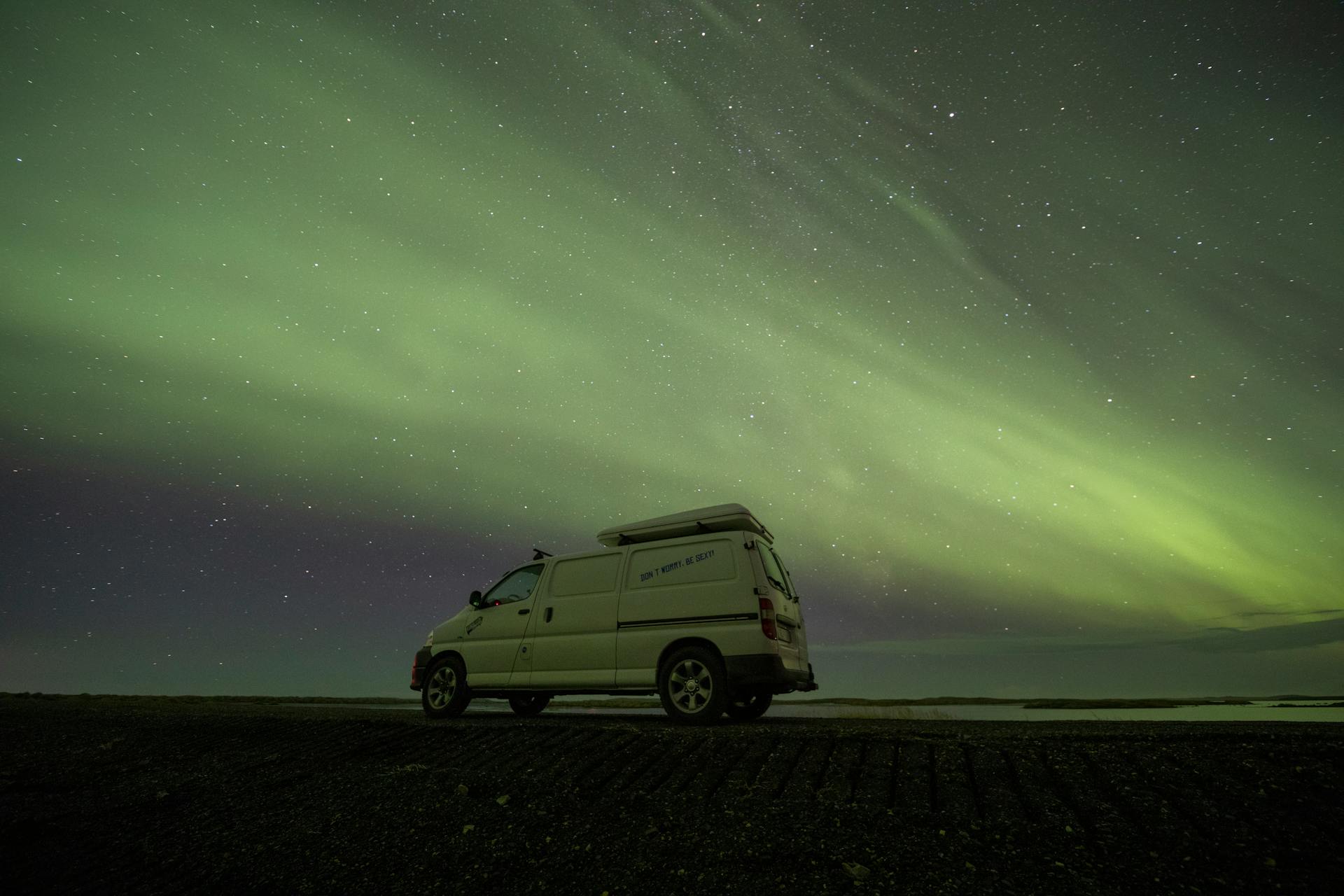 Northern lights during camping in Iceland