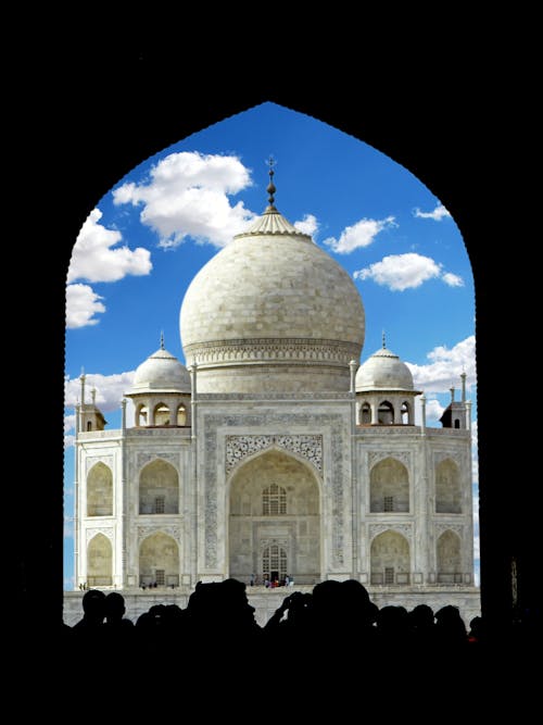 Facade of the Taj Mahal in Agra, Uttar Pradesh, India
