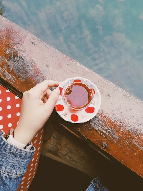 Woman Hand Holding Glass of Tea