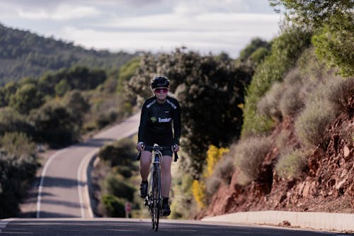 Woman on Road Bike on Road