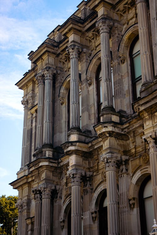 Close-up of the Facade of Beylerbeyi Palace in Istanbul, Turkey 