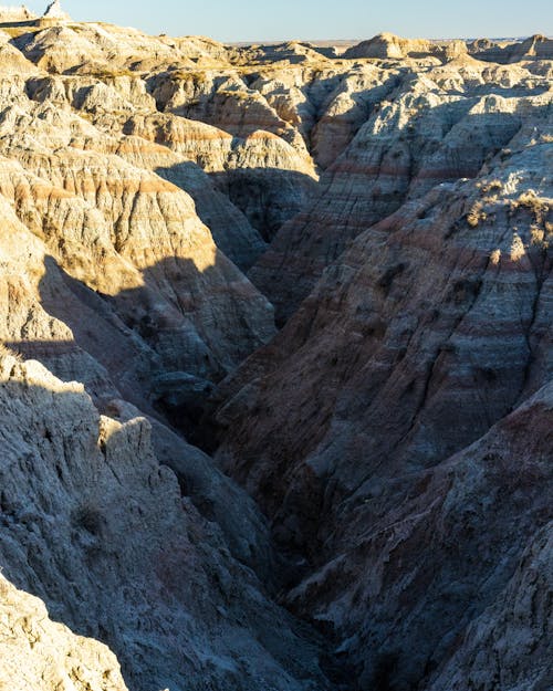 Rocks around Canyon in Badlands National Park in USA