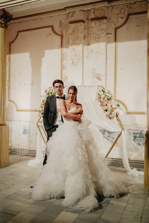 Newlyweds Standing and Posing Together