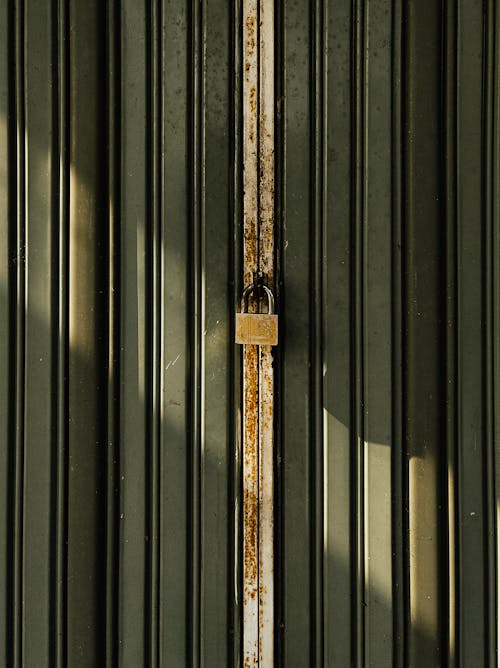 Padlock on Sheet Metal Door