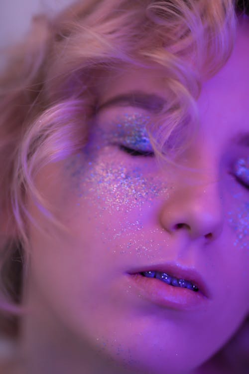 Face of a Young Woman with Glitter on her Face 