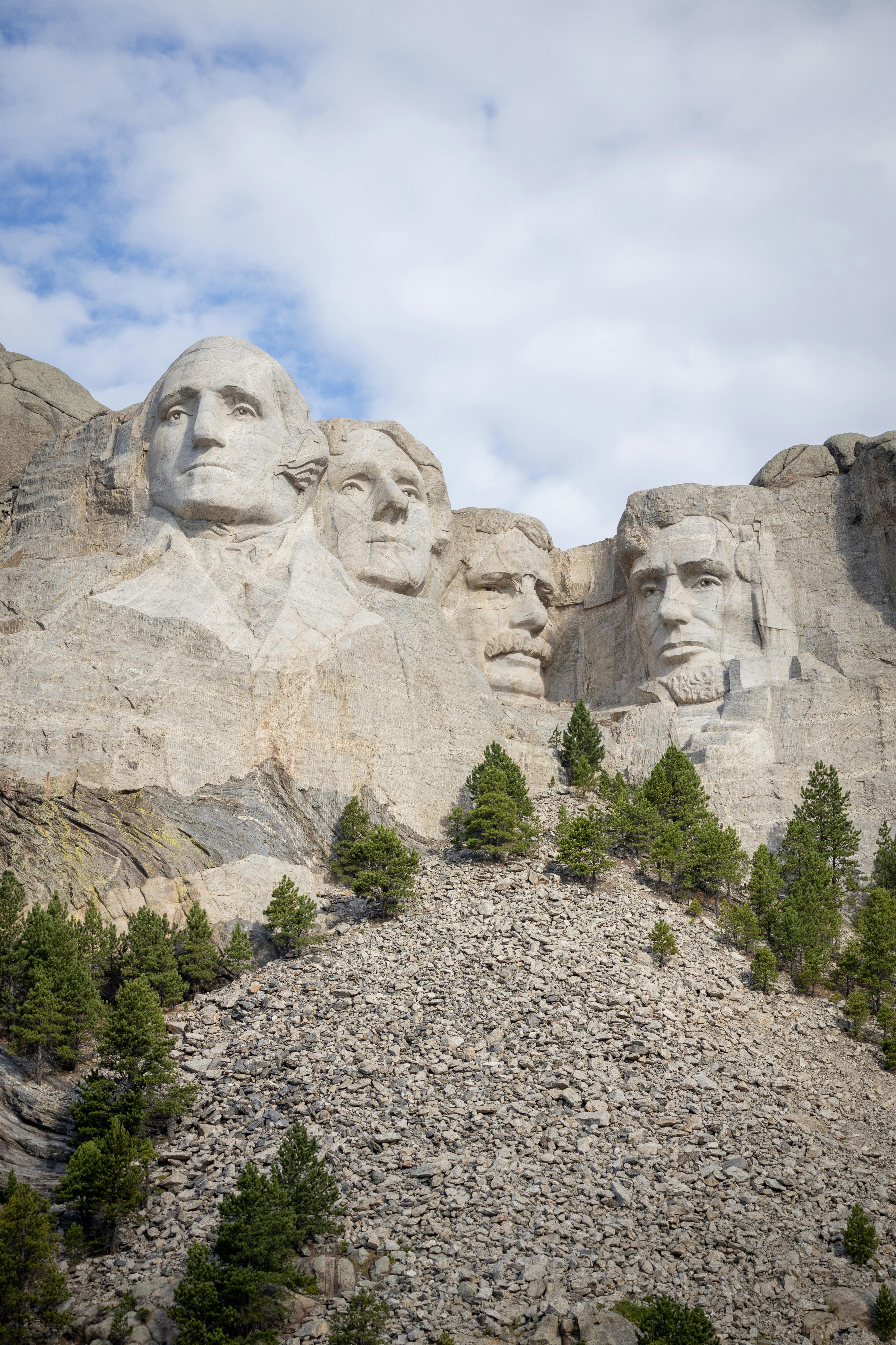 the presidents are carved into the side of a mountain