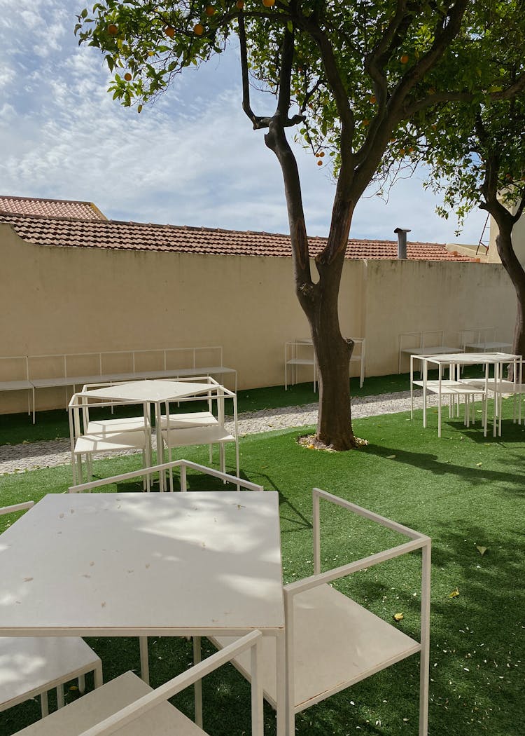 Modern White Furniture In The Garden