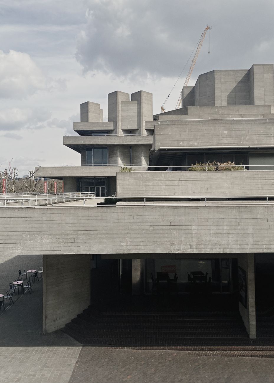 Concrete facade of the iconic Royal National Theatre in London showcasing brutalist architecture.. pexels, concrete, facade