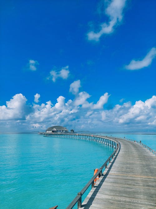 View of a Wooden Pier in Maldives 