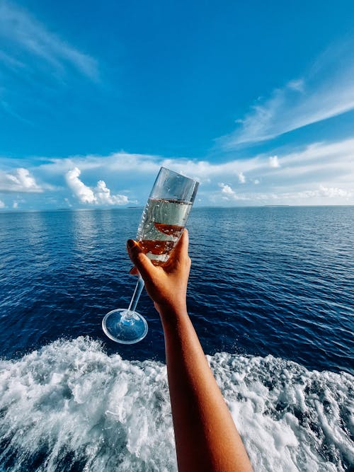 Free stock photo of champagne, sea, wine
