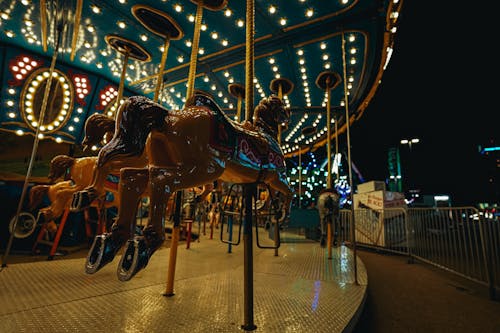 Illuminated Carousel at Night