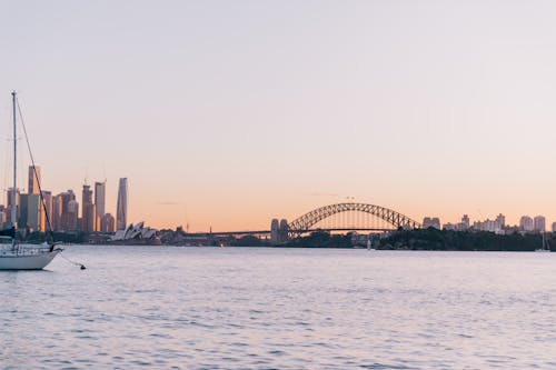 Sydney Coast with Harbor Bridge at Sunset
