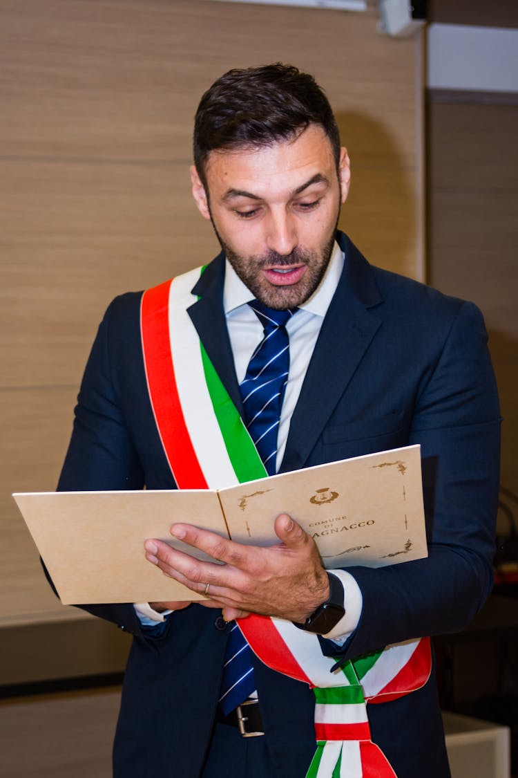 Italian City Mayor During Public Speech