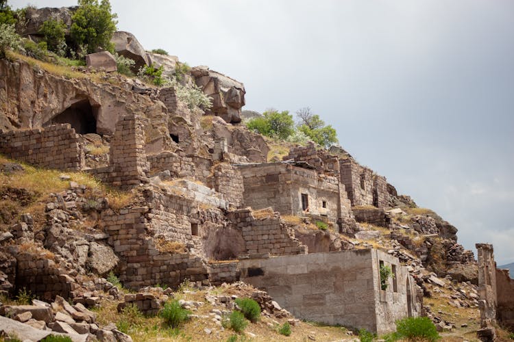 Stone Buildings Ruins On Hill